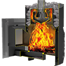 Печь Теплодар Русь-сетка в разрезе топки