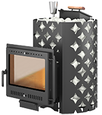 Печь банная чугунная Этна 18 Панорама М закрытая каменка