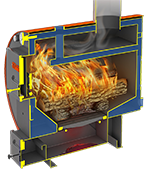 Котел Теплодар Уют в разрезе топки