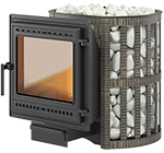 Изображение банной чугунной печи Везувий Легенда Ковка 16 (505) большое стекло