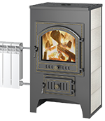 Печь-камин отопительный Везувий ПК-01 (205) бежевый с плитой и теплообменником