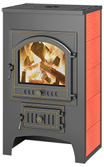 Печь-камин отопительный Везувий ПК-01 (205) красный с плитой