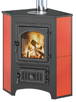 Печь-камин отопительный Везувий ПК-01 (220) красный угловой