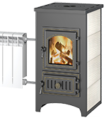Печь-камин отопительный Везувий ПК-01 (270) бежевый с плитой и теплообменником