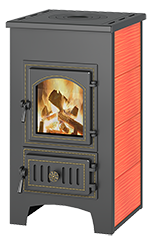 Печь-камин отопительный Везувий ПК-01 (270) красный с плитой