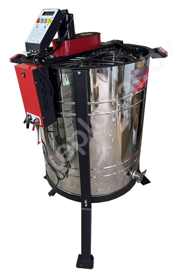 Медогонка "Стрекоза" 4-х рамочная оборотная на ножках с электроприводом и цифровым блоком управления (клапан нержавейка) Медогонка на 4 рамки с электроприводом и цифровым блоком управления (на ножках, клапан нержавейка)