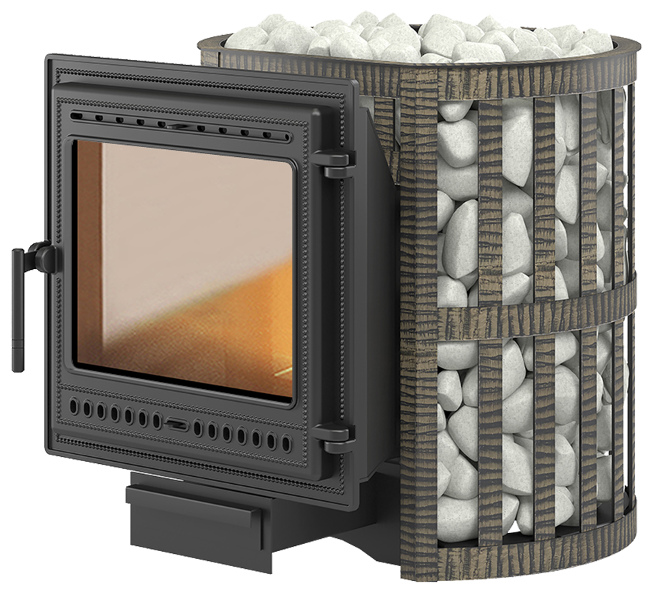 Печь для бани чугунная Везувий Легенда Ковка 16 (505) Чугунная банная печь Везувий Легенда 16 (505) большое стекло, чугунная дверца