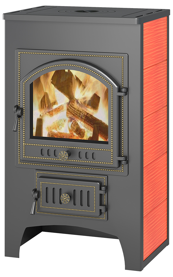 Печь-камин Везувий ПК-01 (205) красный с плитой для отопления дома Печь-камин отопительный Везувий ПК-01 (205) красный с плитой