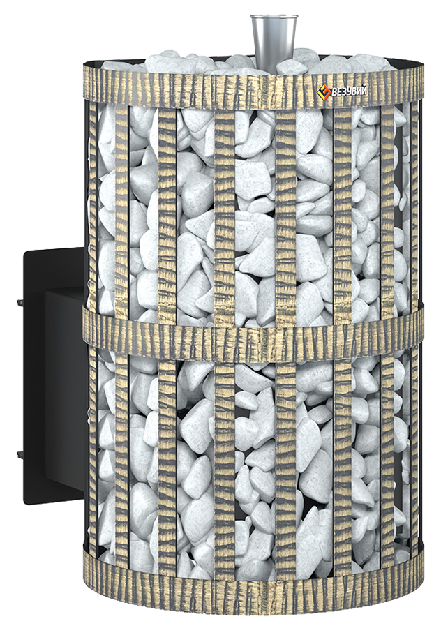 Печь банная Везувий Скиф Парогенератор Ковка вид сзади, выносная топка Банная печь Везувий Скиф Парогенератор Ковка с выносной топкой вид сзади